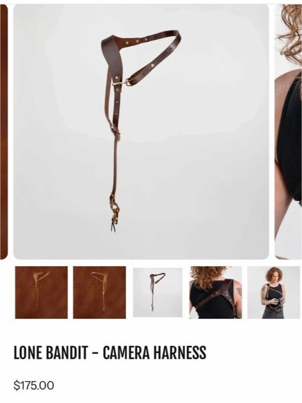 Rose Anvil Bandit Camera Harness Leather Brown
